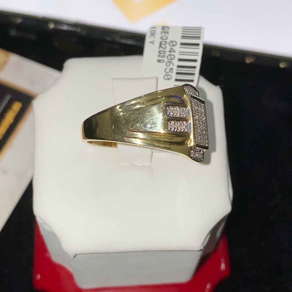 10k solid gold REAL DIAMOND men ring NOT CZ NOT PLATED free posh authenticate - Picture 4 of 4
